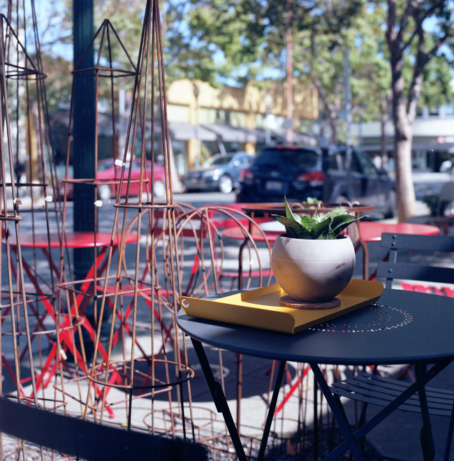 Sidewalk Cafe still life, Fourth Street, Berkeley.
