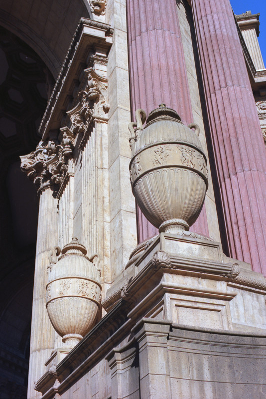 Large unrs at the Palace of Fine Arts, San Francisco.