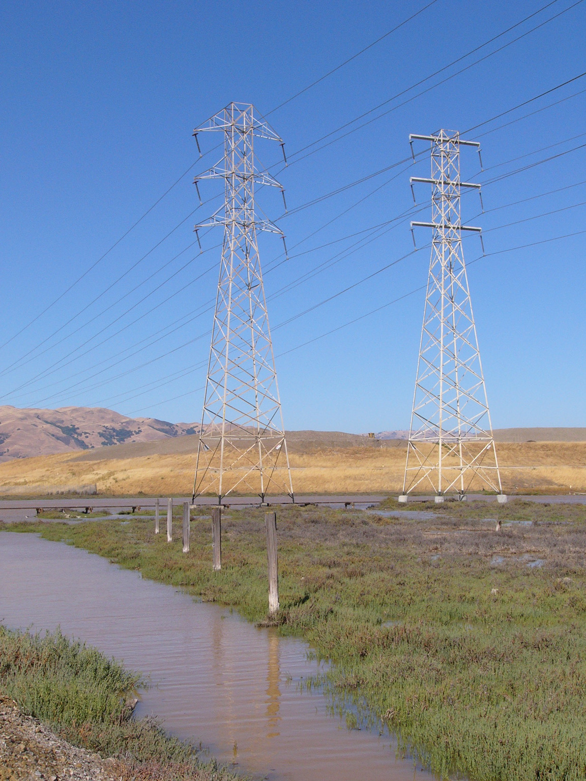 Transmission towers at Don Edwards Wildlife Refuge.